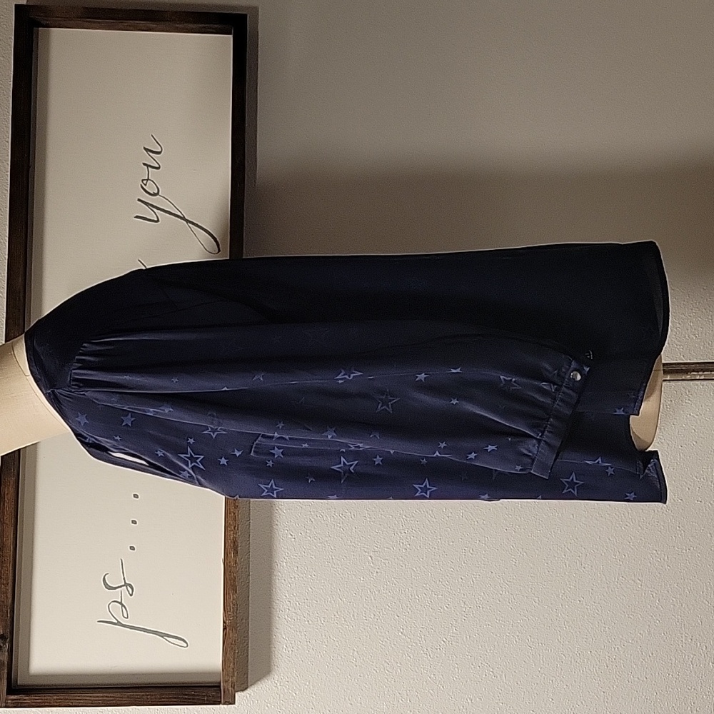 Torrid Peasant blouse, Charmeuse Jacquard Star Navy - Picture 3 of 14